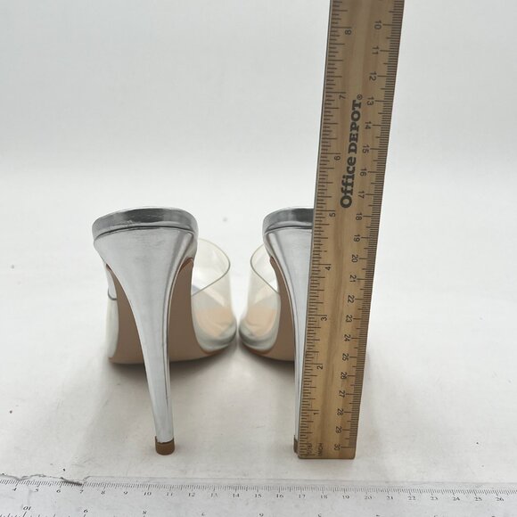 FOWT Silver Clear Mule Pointed Open Toe Slippers with Sexy High Heel Sandals - Picture 5 of 8